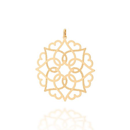 PINGENTE FOLHEADO A OURO MANDALA SOLAR. MED 4,70CM ROMMANEL 542254