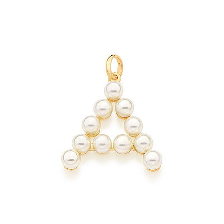 PINGENTE FOLHEADO A OURO LETRAS COM PÉROLAS. MED 2,70CM ROMMANEL 542348