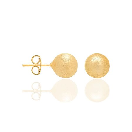 BRINCO FOLHEADO A OURO BOLA FOSCA. MED 8MM ROMMANEL 520480