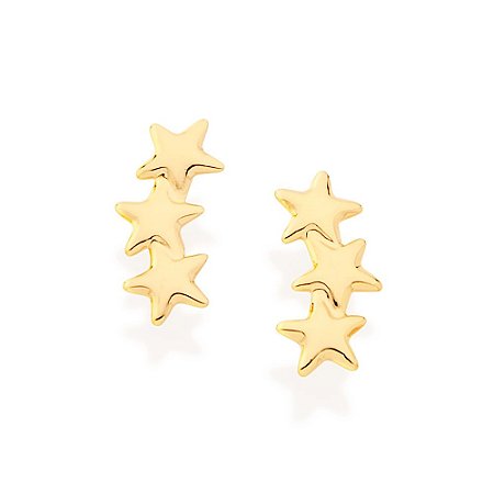 BRINCO FOLHEADO A OURO COM ESTRELAS. MED 1,1CM ROMMANEL 522270