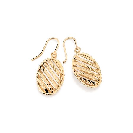 BRINCO FOLHEADO A OURO OVAL DIAMANTADO. MED 2,4CM ROMMANEL 523987