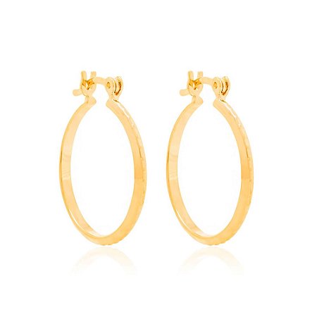 ARGOLA FOLHEADO A OURO ARO TRABALHADO. MED 2CM ROMMANEL 522908