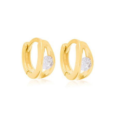 ARGOLA FOLHEADO A OURO COM ZIRCÔNIAS. MED 1,3CM ROMMANEL 524075