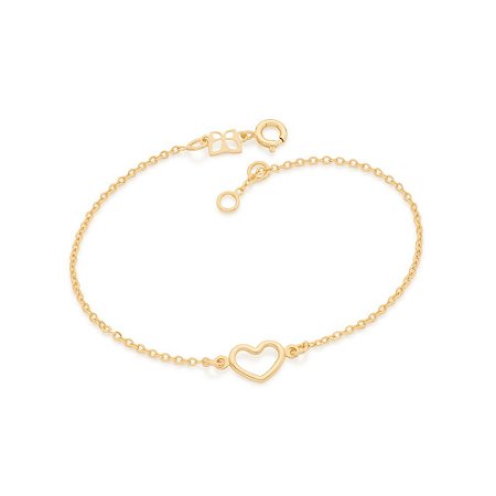 PULSEIRA FOLHEADO A OURO CORAÇÃO VAZADO. MED 19CM ROMMANEL 551674