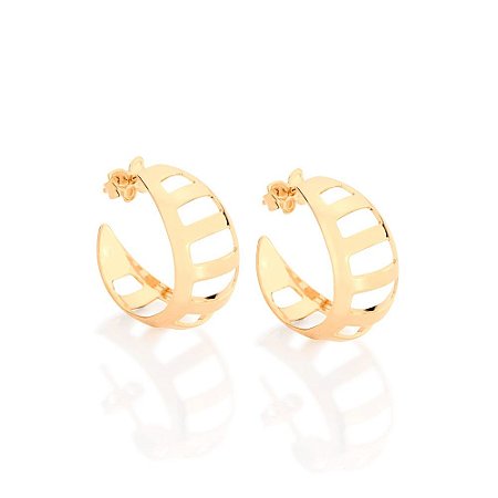 ARGOLA FOLHEADO A OURO COM RETÂNGULOS VAZADOS. MED 2CM ROMMANEL 524375