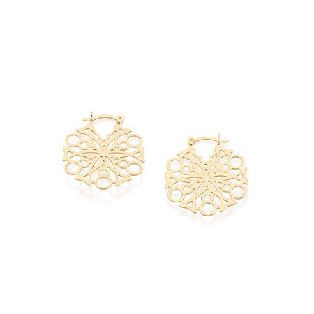 ARGOLA FOLHEADO A OURO COM DESENHOS GEOMÉTRICOS. MED 3,1CM ROMMANEL 524352