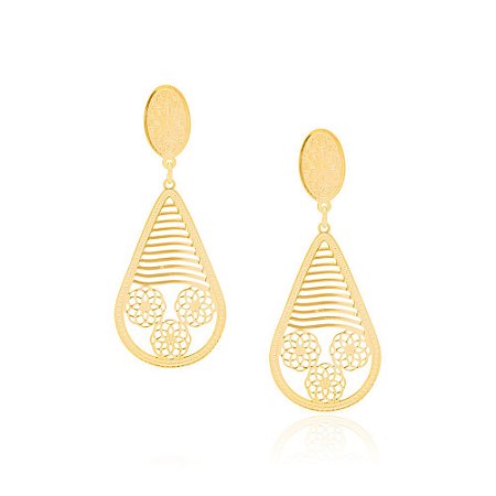 BRINCO BASE OVAL FOLHEADO A OURO. MED 5,5CM ROMMANEL 523734