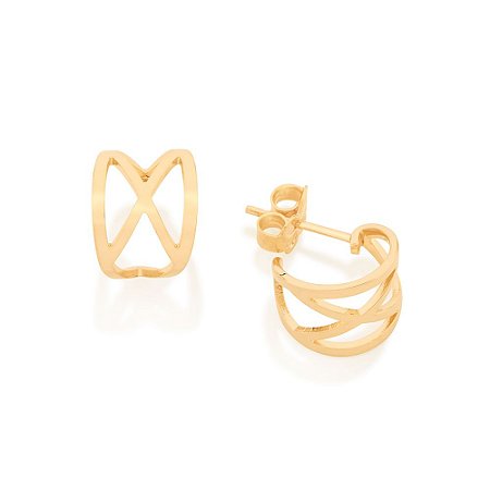 ARGOLA FOLHEADO A OURO FORMATO GEOMÉTRICO. MED 1,2CM ROMMANEL 526476