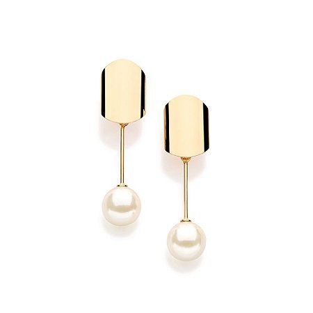 BRINCO FOLHEADO A OURO FORMADO POR TUBO COM PÉROLA. MED 3,5CM ROMMANEL 524673