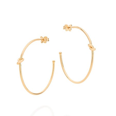 ARGOLA FOLHEADO A OURO ARO COM NÓ. MED 3,8CM ROMMANEL 526083