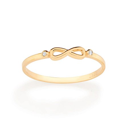 ANEL FOLHEADO A OURO INFINITO COM ZIRCÔNIAS ROMMANEL 513063