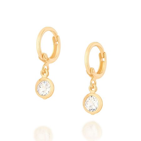 ARGOLA FOLHEADO A OURO COM ZIRCÔNIA. MED 2CM ROMMANEL 526770