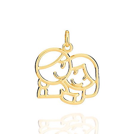 PINGENTE FOLHEADO A OURO ABRAÇO DE IRMÃOS. MED 2,4CM ROMMANEL 542478