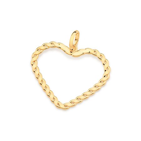 PINGENTE FOLHEADO A OURO CORAÇÃO TRABALHADO. MED 3CM ROMMANEL 542474