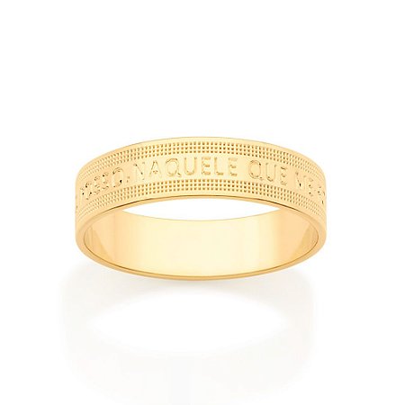 ALIANÇA FOLHEADO A OURO "TUDO POSSO NAQUELE QUE ME FORTALECE" 5MM ROMMANEL 513048