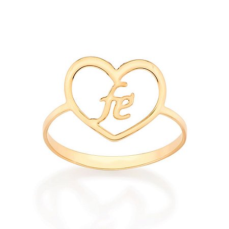 ANEL CORAÇÃO FOLHEADO A OURO FÉ ROMMANEL 513069