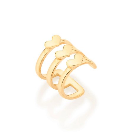 PIERCING DE PRESSÃO FOLHEADO A OURO CORAÇÕES. MED 1CM ROMMANEL 526768