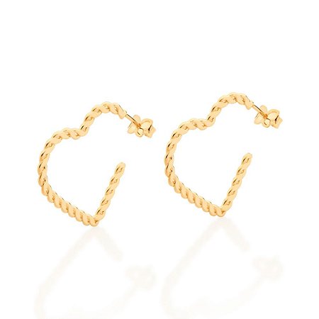 ARGOLA FOLHEADO A OURO CORAÇÃO TRABALHADO. MED 2,5CM ROMMANEL 526763