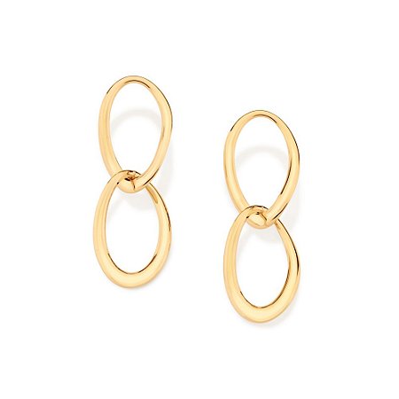 BRINCO FOLHEADO A OURO COM PEÇAS OVAIS PENDURADAS. MED 4,2CM ROMMANEL 526798