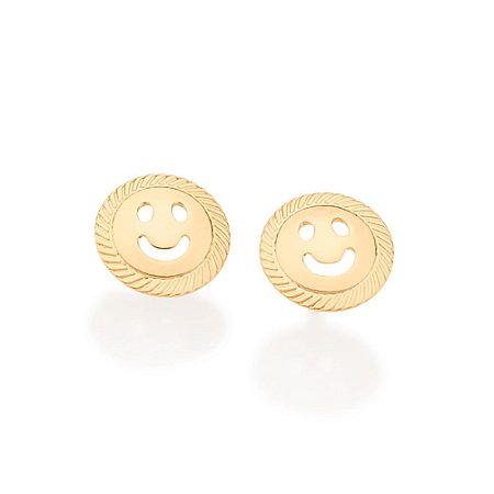 BRINCO FOLHEADO A OURO EMOJI FELIZ. MED 0,80CM ROMMANEL 526800