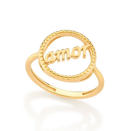 ANEL FOLHEADO A OURO AMOR ROMMANEL 513064