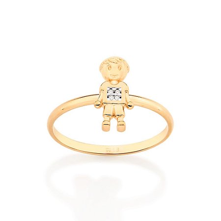 ANEL MENINO FOLHEADO A OURO COM APLICAÇÃO DE RHODIUM ROMMANEL 513008