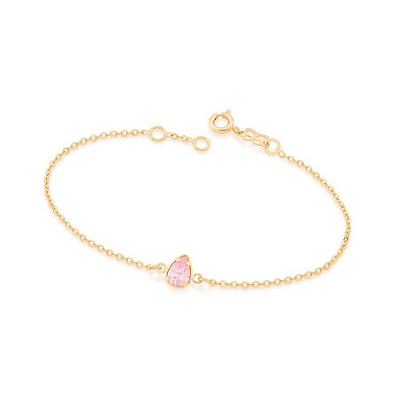 PULSEIRA FOLHEADO A OURO ZIRCÔNIA GOTA COLORIDA. MED 18CM ROMMANEL 551583