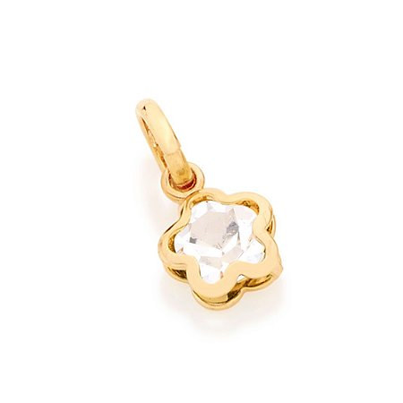 PINGENTE FLOR FOLHEADO A OURO COM CRISTAL COLORIDO. MED 0,7MM ROMMANEL 540597