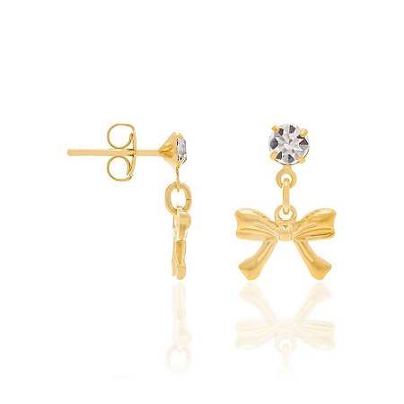 BRINCO INFANTIL FOLHEADO A OURO LAÇO COM CRISTAL. MED 1,6CM ROMMANEL 525121