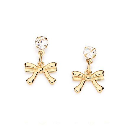 BRINCO INFANTIL FOLHEADO A OURO LAÇO COM CRISTAL. MED 1,6CM ROMMANEL 525121