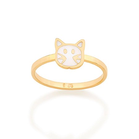 ANEL INFANTIL FOLHEADO A OURO GATINHO ROMMANEL 512806