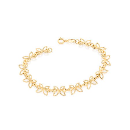 PULSEIRA FOLHEADO A OURO BORBOLETAS. MED 18CM ROMMANEL 551496