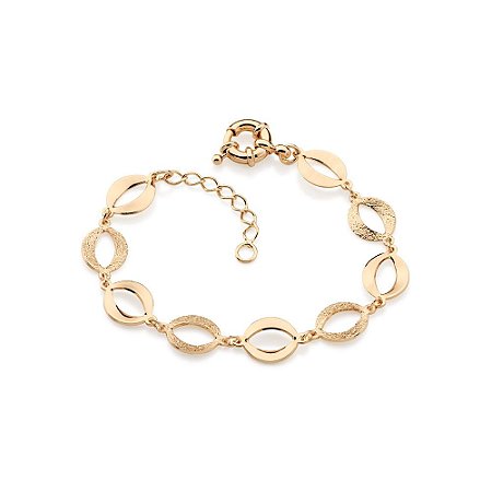 PULSEIRA FOLHEADO A OURO ELOS OVAIS. MED 21CM ROMMANEL 551026