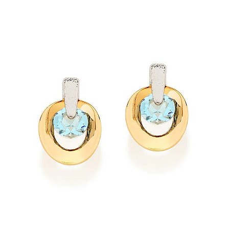 BRINCO FOLHEADO A OURO COM CRISTAIS COLORIDOS E APLICAÇÃO DE RHODIUM. MED 1,4CM ROMMANEL 522278