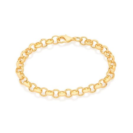 PULSEIRA FOLHEADO A OURO ELO PORTUGUÊS. MED 19CM ROMMANEL 552001