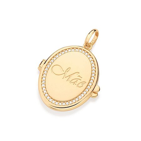 PINGENTE RELICÁRIO FOLHEADO A OURO MÃE. MED 3,4CM ROMMANEL 542611