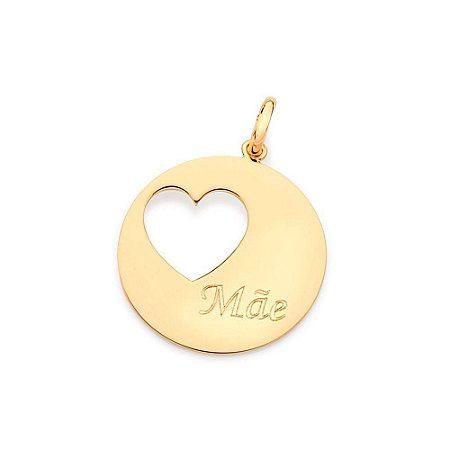 PINGENTE MEDALHA FOLHEADO A OURO CORAÇÃO DE MÃE. MED 3,3CM ROMMANEL 542602