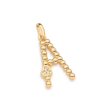 PINGENTE FOLHEADO A OURO LETRA COM CORAÇÃO CRAVEJADO. MED 2,3CM ROMMANEL 542609