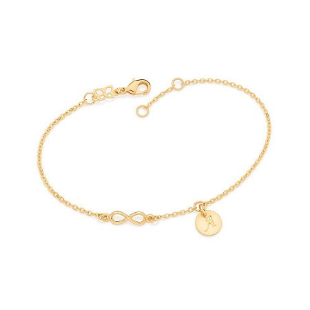 PULSEIRA INFINITO FOLHEADO A OURO LETRAS. MED 19CM ROMMANEL 552004