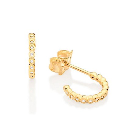 ARGOLA FOLHEADO A OURO COM ZIRCÔNIAS. MED 1CM ROMMANEL 526924