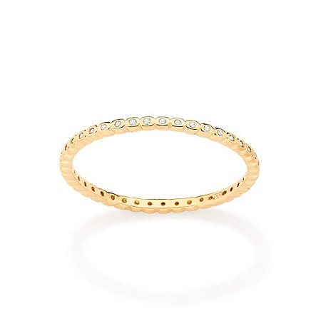 MEIA ALIANÇA FOLHEADO A OURO COM ZIRCÔNIAS ROMMANEL 513204