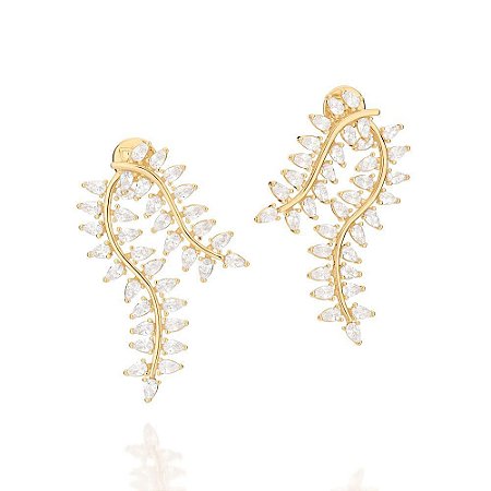 EAR JACKET FOLHEADO A OURO COM ZIRCÔNIAS. MED 5,7CM ROMMANEL 526928