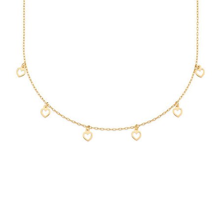 GARGANTILHA FOLHEADO A OURO CORAÇÕES. MED 45CM ROMMANEL 532311