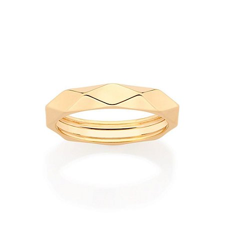 ALIANÇA GEOMÉTRICA FOLHEADO A OURO ROMMANEL 513220