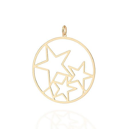 PINGENTE FOLHEADO A OURO ESTRELAS VAZADAS. MED 5,5CM ROMMANEL 542623