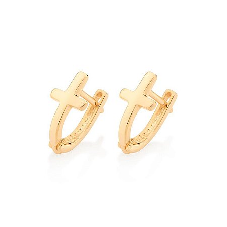 ARGOLA FOLHEADO A OURO CRUZ. MED 1,4CM ROMMANEL 526951
