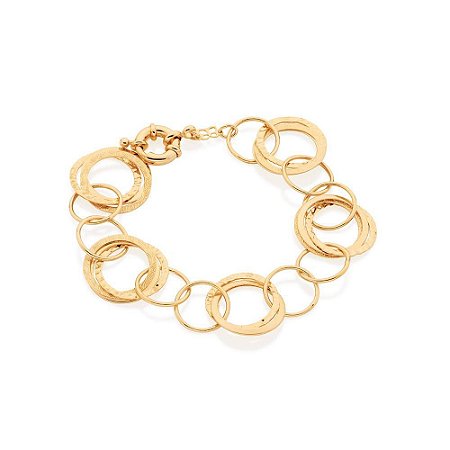PULSEIRA FOLHEADO A OURO FORMADA POR CÍRCULOS. MED 22CM ROMMANEL 550788