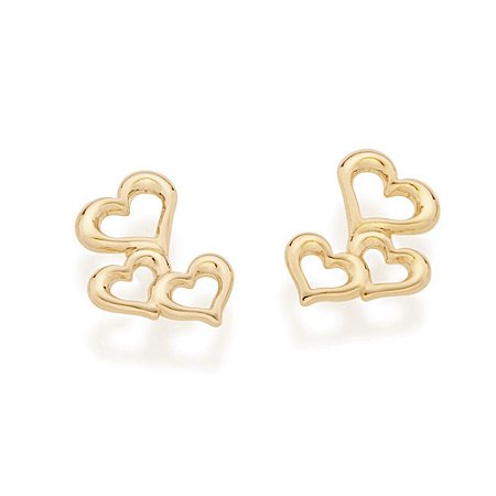 BRINCO FOLHEADO A OURO CORAÇÕES. MED 1,3CM ROMMANEL 526283