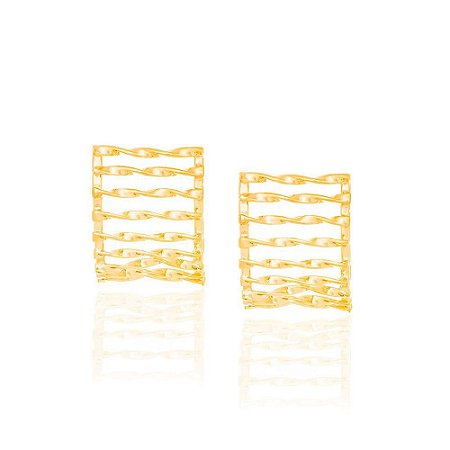 BRINCO FOLHEADO A OURO FIOS TORCIDOS. MED 2CM ROMMANEL 523070