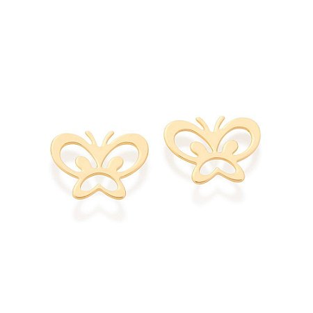 BRINCO FOLHEADO A OURO BORBOLETA. MED 1,5CM ROMMANEL 526976